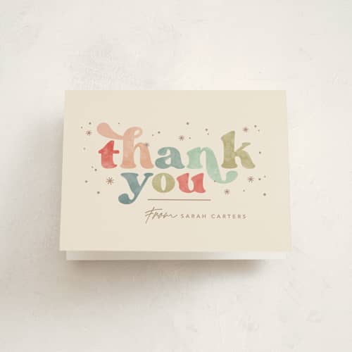 This is a pine needles thank you cards with standard by Creo Study called jingle and mingle type printing on strathmore in standard