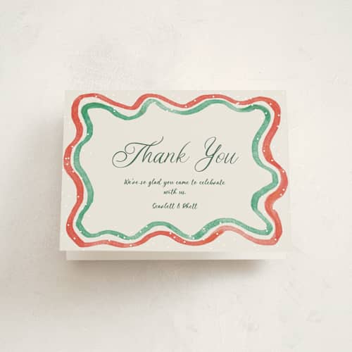 This is a stocking thank you cards with standard by Cass Loh called watercolor wavy edge printing on strathmore in standard