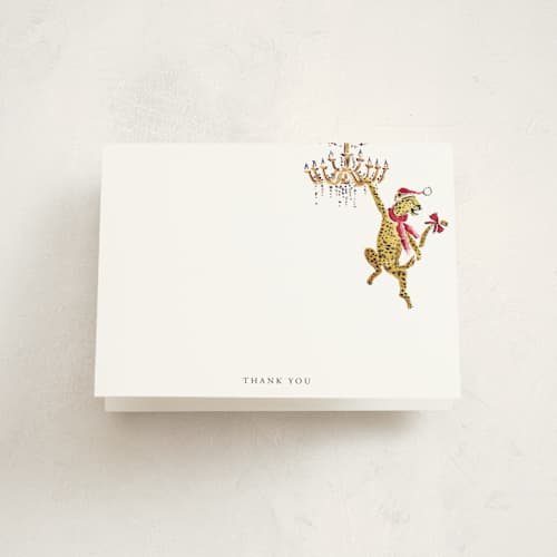 This is a scarlet thank you cards with standard by Jill Delavan called toasty and tipsy printing on strathmore in standard