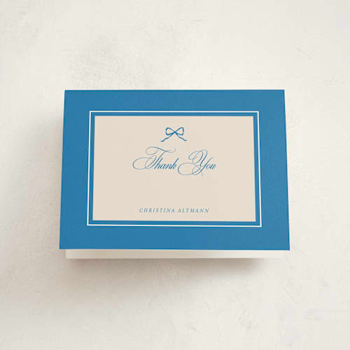 This is a ocean thank you cards with standard by Owl and Toad called little bow printing on strathmore in standard