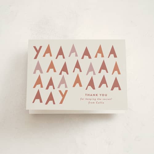 This is a caramel thank you cards with standard by Gwen Bedat called shhhhhhhhh printing on strathmore in standard