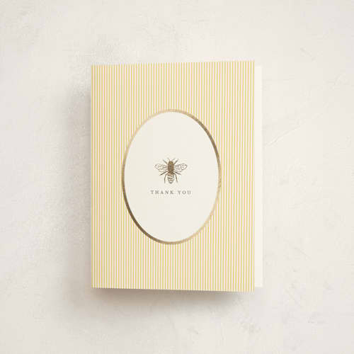 This is a buttercup baby thank you cards with foil pressed by Heather Schertzer called sweet bee printing on strathmore in standard