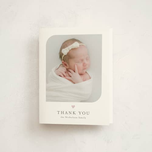 This is a cotton candy baby thank you cards with standard by Jessica Williams called camber printing on strathmore in standard