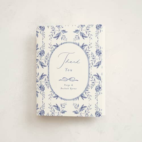 This is a bluebird baby thank you cards with standard by Susan Zinader called daisy toile printing on strathmore in standard