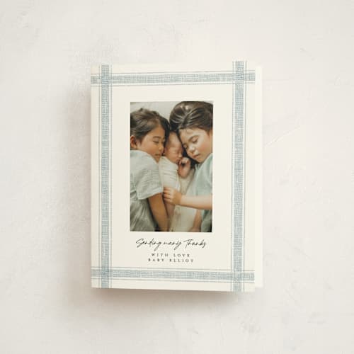 This is a cloud baby thank you cards with standard by Kelly Schmidt called beach linen printing on strathmore in standard