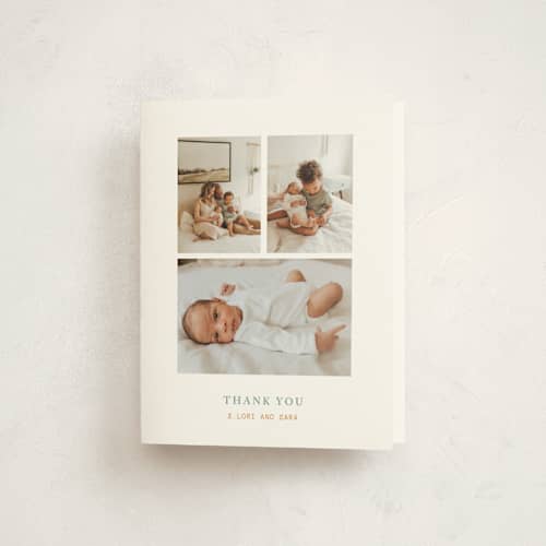 This is a shortcake baby thank you cards with standard by Bramble Studio called windows to our heart printing on strathmore in standard