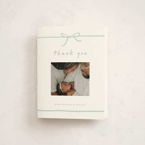 This is a mint baby thank you cards with standard by Erin L. Wilson called gift printing on strathmore in standard