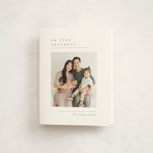This is a onyx baby thank you cards with standard by Meggy Masters called minimal triad printing on strathmore in standard