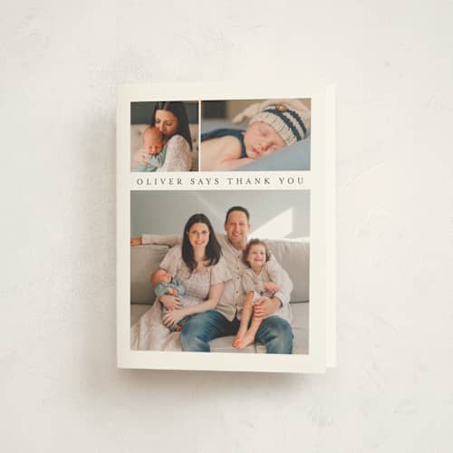 This is a cloud baby thank you cards with standard by Heather Schertzer called too cute printing on strathmore in standard