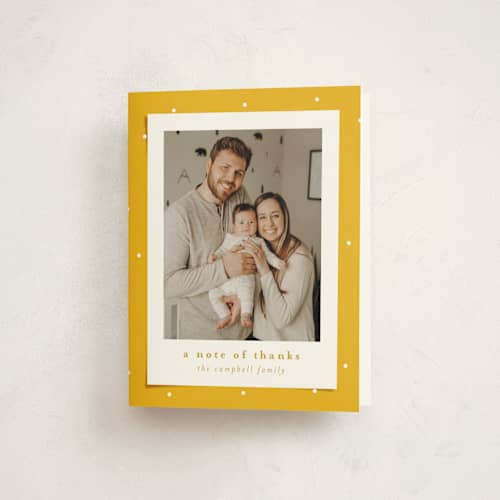 This is a bee baby thank you cards with standard by Lea Delaveris called blanket printing on strathmore in standard