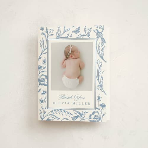 This is a cloud baby thank you cards with standard by Teju Reval called dreamy garden printing on strathmore in standard
