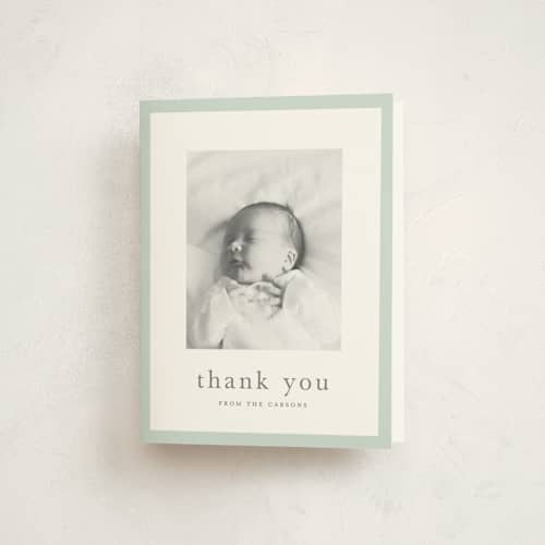 This is a pool baby thank you cards with standard by Sarah Curry called little gallery printing on strathmore in standard