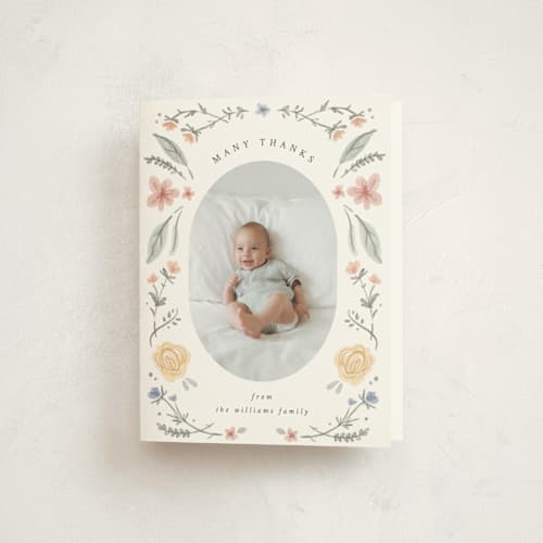 This is a meadow baby thank you cards with standard by Emily Sabol Goss called le jardin printing on strathmore in standard