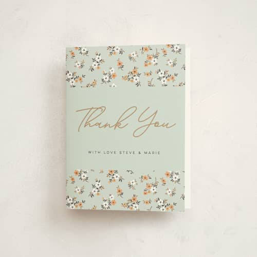 This is a mojito baby thank you cards with standard by Sherley Ferreira called spring gardens printing on strathmore in standard