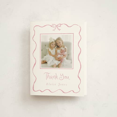 This is a rose baby thank you cards with standard by Cass Loh called quirky fun printing on strathmore in standard