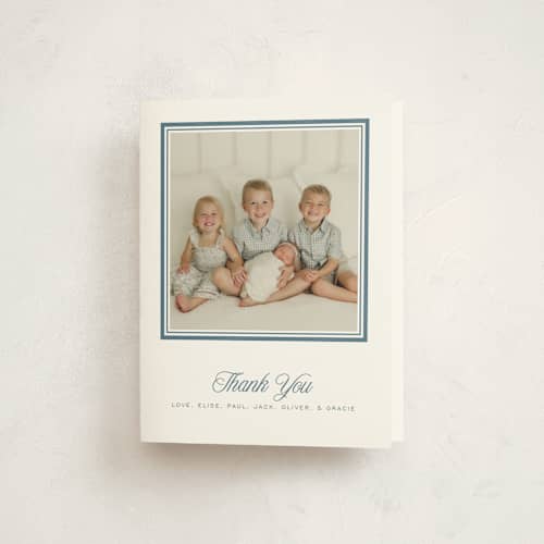 This is a carolina baby thank you cards with standard by Blustery August called lauren printing on strathmore in standard