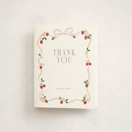 This is a cherry blossom baby thank you cards with standard by Itsy Belle Studio called fraises de bois printing on strathmore in standard