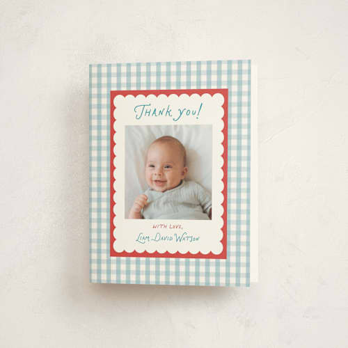 This is a picnic baby thank you cards with standard by Christy Hy Lee called playful pattern printing on strathmore in standard