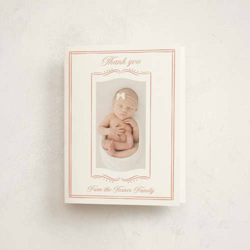 This is a sweet baby thank you cards with standard by Erin German called storybook printing on strathmore in standard