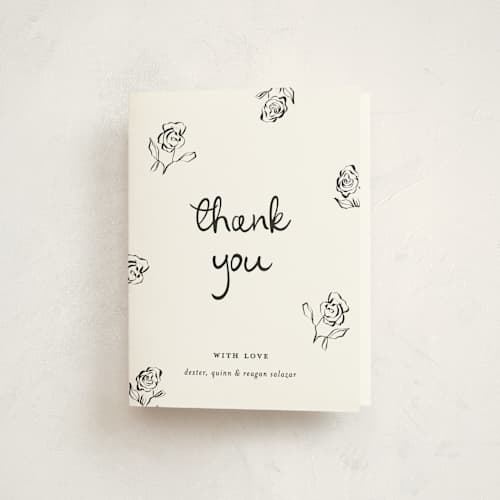 This is a lily of the valley baby thank you cards with standard by Pixel and Hank called the flora printing on strathmore in standard