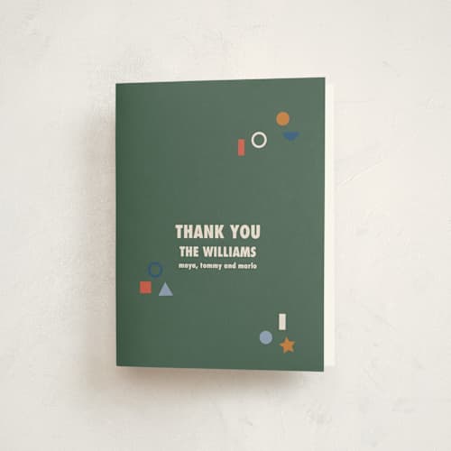 This is a forest baby thank you cards with standard by Tamara Hilje called geometric printing on strathmore in standard