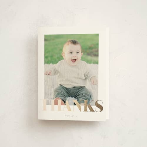 This is a goldenrod thank you cards with foil pressed by Phrosné Barwood called i am one printing on strathmore in standard