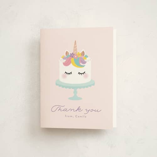 This is a strawberry thank you cards with foil pressed by Annie Holmquist called sweet unicorn printing on strathmore in standard
