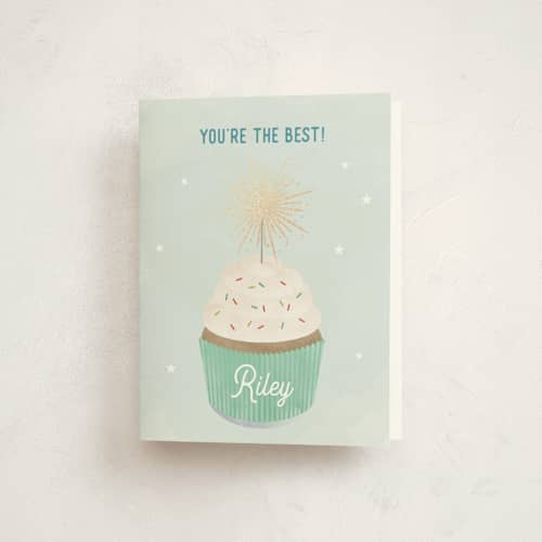 This is a spearmint thank you cards with foil pressed by Lorent and Leif called sparkler printing on strathmore in standard