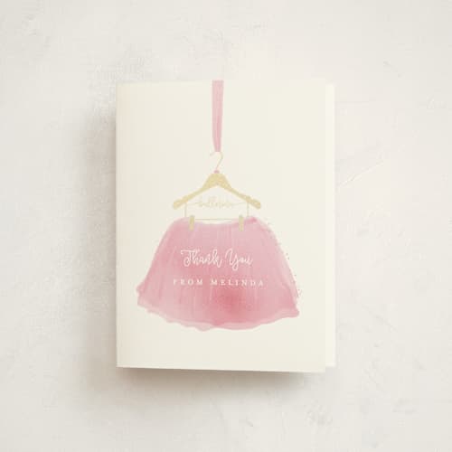 This is a rose thank you cards with foil pressed by Kanika Mathur called little ballerina printing on strathmore in standard