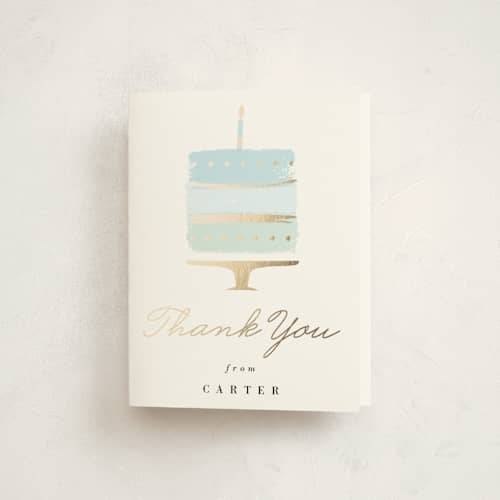 This is a sky thank you cards with foil pressed by Oma N. Ramkhelawan called brushed cake printing on strathmore in standard