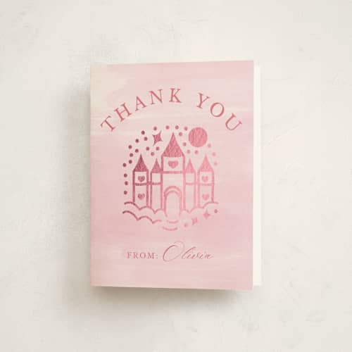 This is a bubblegum thank you cards with foil pressed by Teju Reval called princess printing on strathmore in standard
