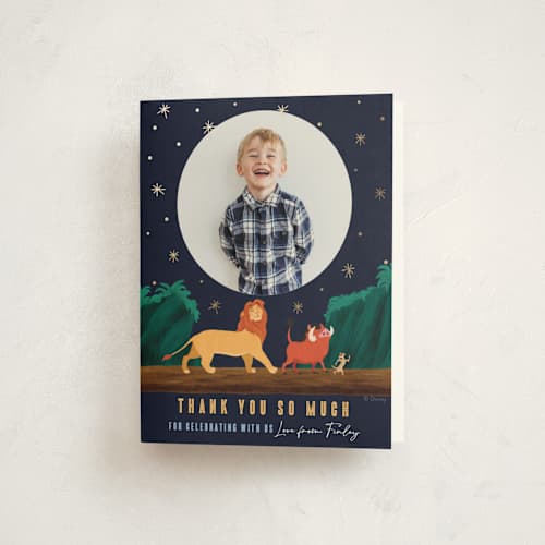 This is a midnight thank you cards with foil pressed by Elly called disney's lion king hakuna matata printing on strathmore in standard