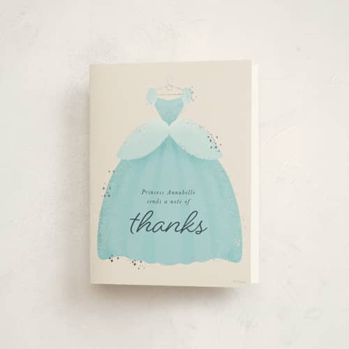 This is a sky thank you cards with foil pressed by Megan Cash called disney cinderella princess dress printing on strathmore in standard