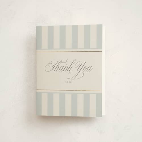 This is a fog thank you cards with foil pressed by Stephanie Hawkes called on board printing on strathmore in standard