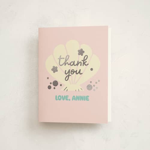 This is a candy thank you cards with foil pressed by Baumbirdy called shelly printing on strathmore in standard