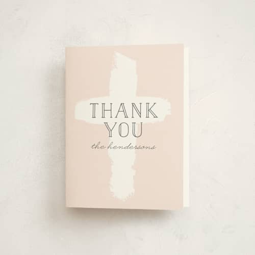 This is a bloom kids thank you cards with standard by Susan Asbill called brushed cross printing on strathmore in standard