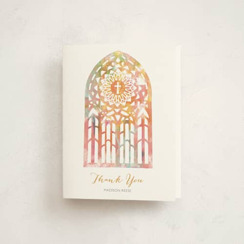 This is a surprise kids thank you cards with standard by Lady Noble called pretty window printing on strathmore in standard