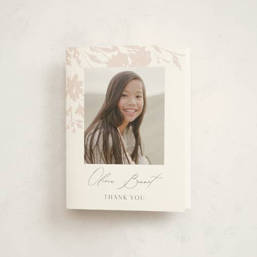 This is a peony kids thank you cards with standard by Nicoletta Savod called blushed printing on strathmore in standard