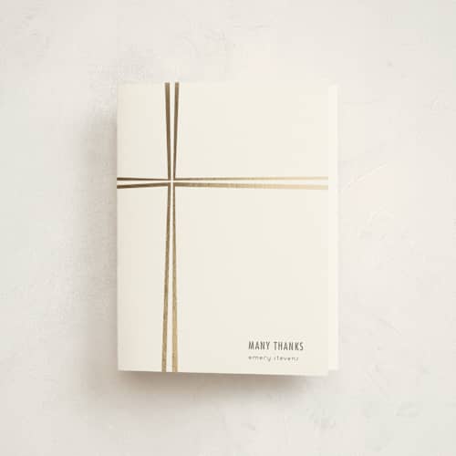 This is a gold kids thank you cards with foil pressed by Laura Hankins called warm spirit printing on strathmore in standard