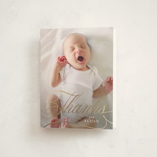 This is a silk kids thank you cards with foil pressed by Erin Deegan called formally contemporary printing on strathmore in standard