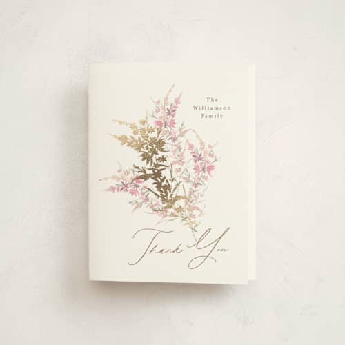 This is a powder kids thank you cards with foil pressed by Phrosné Barwood called meadow printing on strathmore in standard