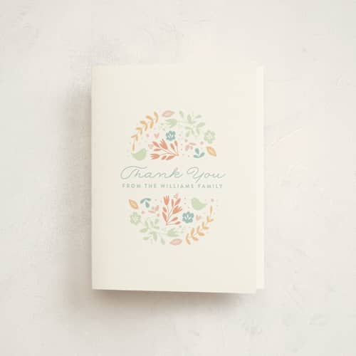 This is a bluebell kids thank you cards with standard by Phrosné Barwood called floral framed printing on strathmore in standard