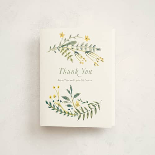 This is a lime kids thank you cards with standard by Morgan Ramberg called cheerful blessing printing on strathmore in standard