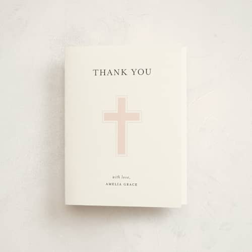 This is a rose kids thank you cards with standard by Dennis Smith called elegant cross printing on strathmore in standard