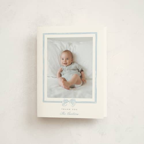 This is a lagoon kids thank you cards with standard by Leah Bisch called bow frame printing on strathmore in standard