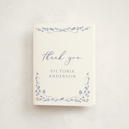 This is a periwinkle kids thank you cards with standard by Lucrecia Caporale called delicate summer frame printing on strathmore in standard