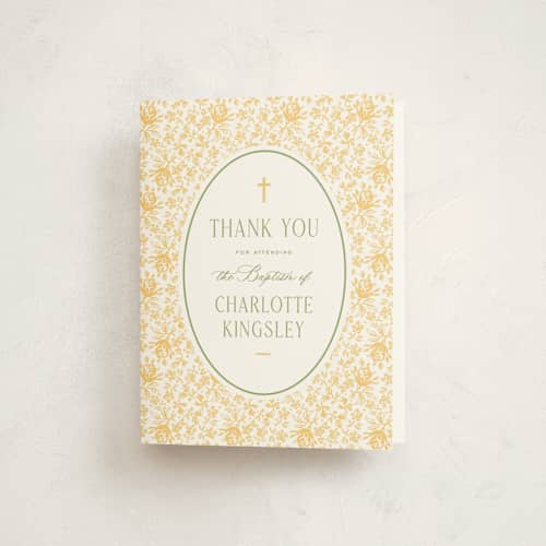 This is a daffodil kids thank you cards with standard by Heather Schertzer called calico printing on strathmore in standard