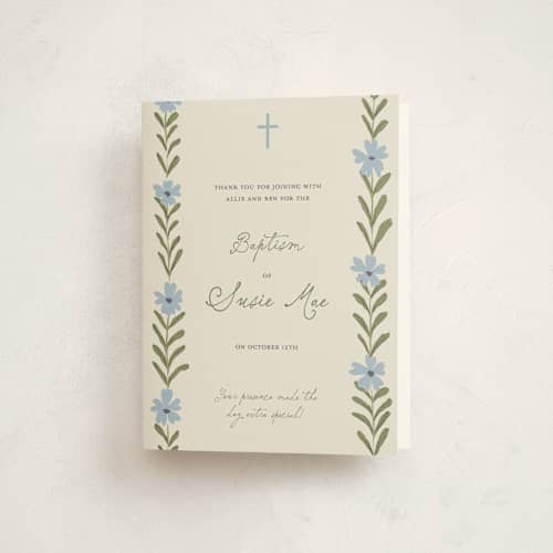 This is a navy kids thank you cards with standard by Lottie Aldarwish called flora printing on strathmore in standard