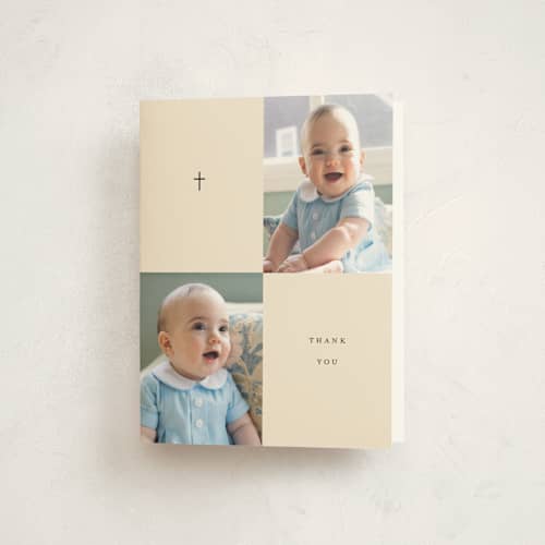 This is a butter kids thank you cards with standard by Stacy Maalouf called mosaic printing on strathmore in standard
