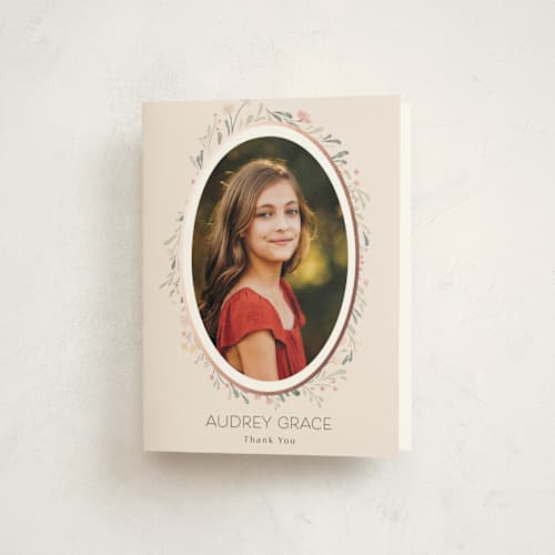 This is a rose kids thank you cards with foil pressed by Nicoletta Savod called graceful printing on strathmore in standard